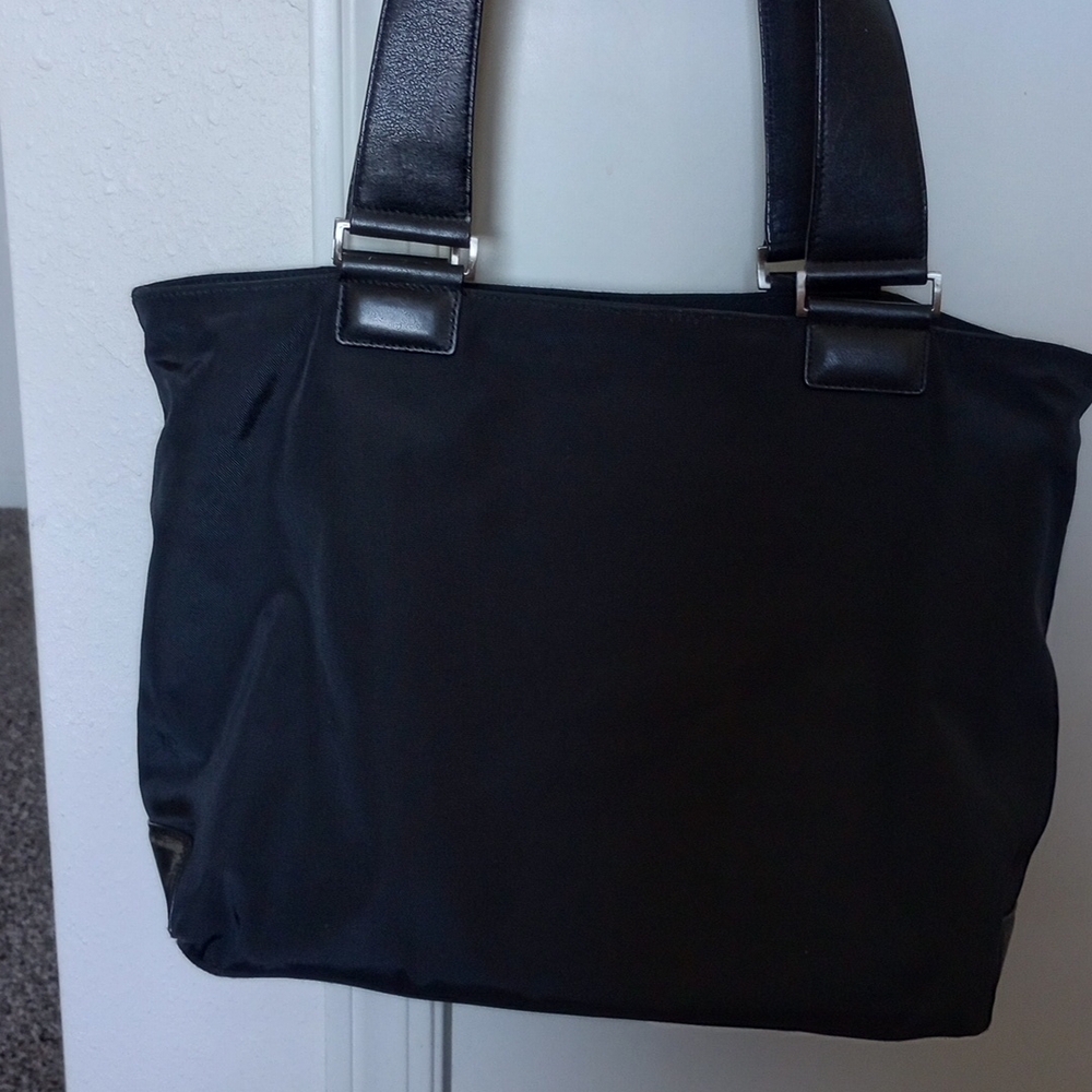 Tumi Black Nylon and Leather Medium Tote with Coin Bag 11"H x 13"L x 6"W